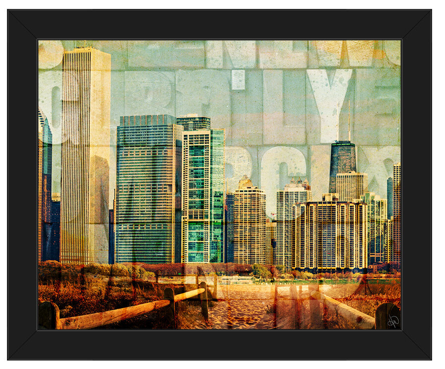 urban city skyline framed art