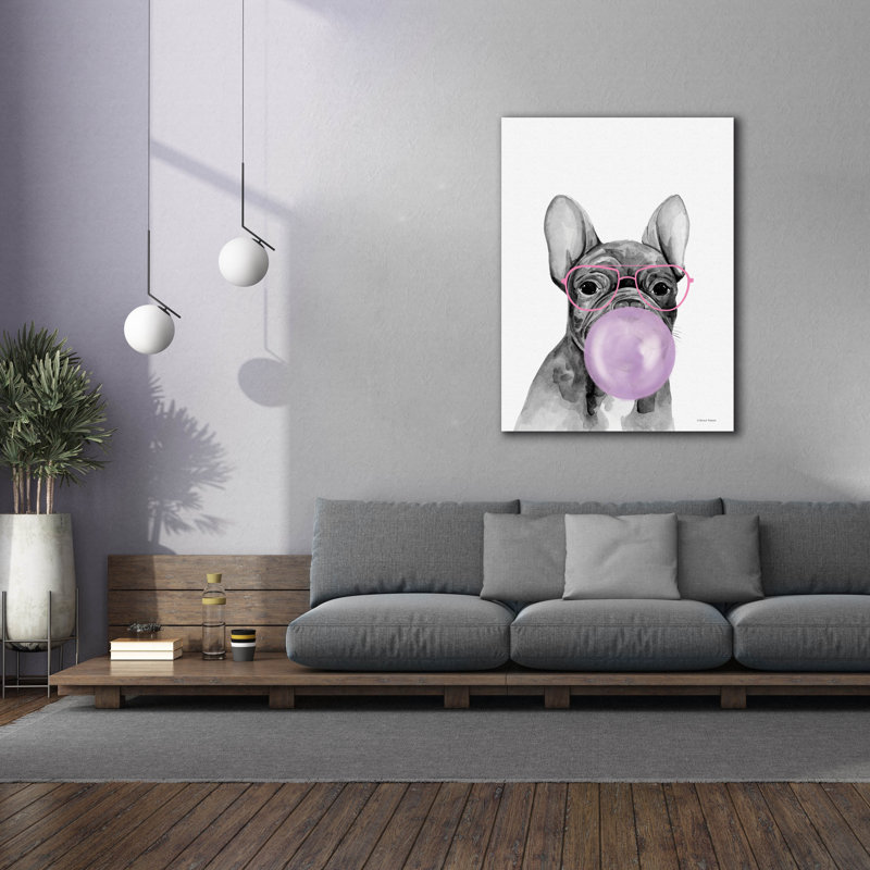  «Bubble Gum Puppy» par Rachel Nieman, art mural sur toile, 40 po x 54 po