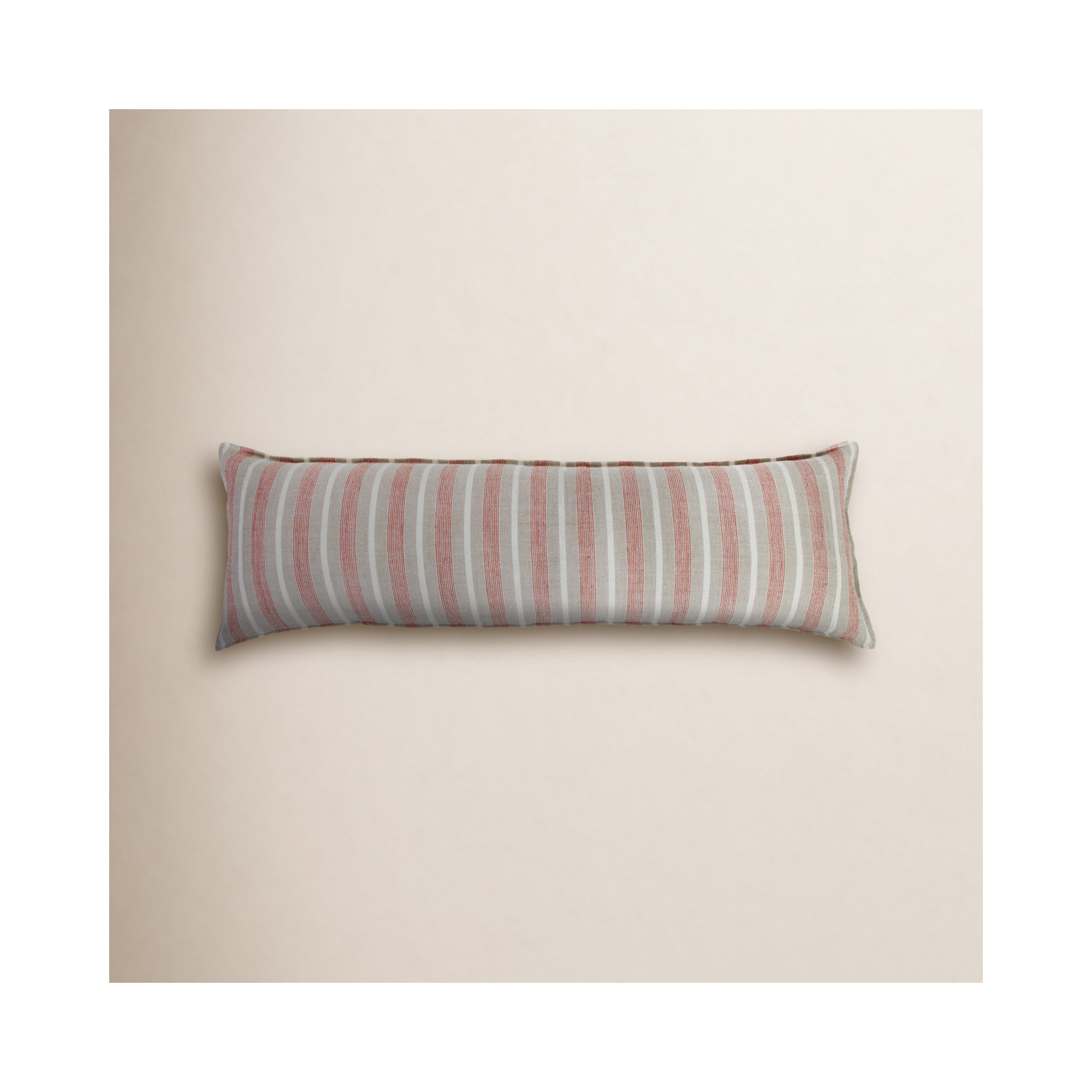 Montecito Striped Linen Throw Pillow, 18" x 60", Rectangular