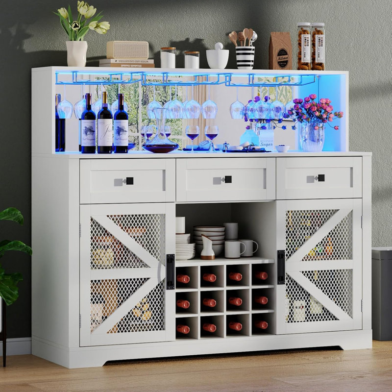 Bar à vin Farmhouse avec lumières DEL