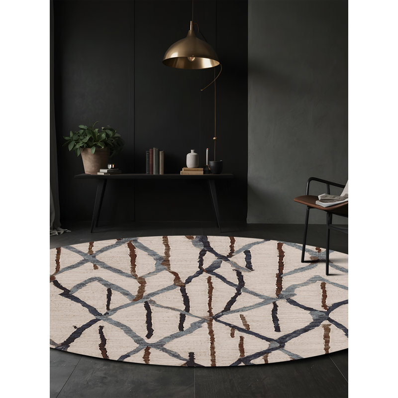 Machine Washable Gray Area Rug, Round 8'