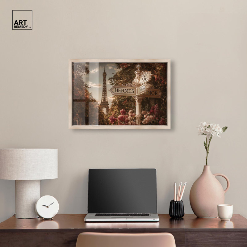 «Paris in Bloom Crossroads Shadowbox Print», art mural par Art Remedy, cadre blond, 24 x 16, H 17 po x l 25 po, Cadre blond