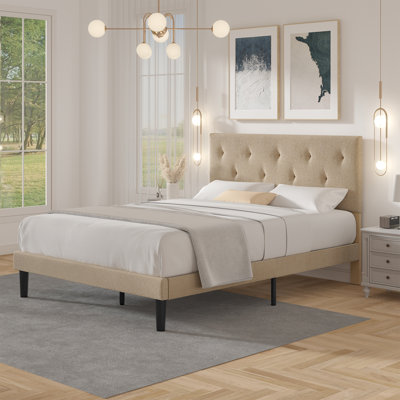 Tinela Fabric Upholstered Platform Bed Frame