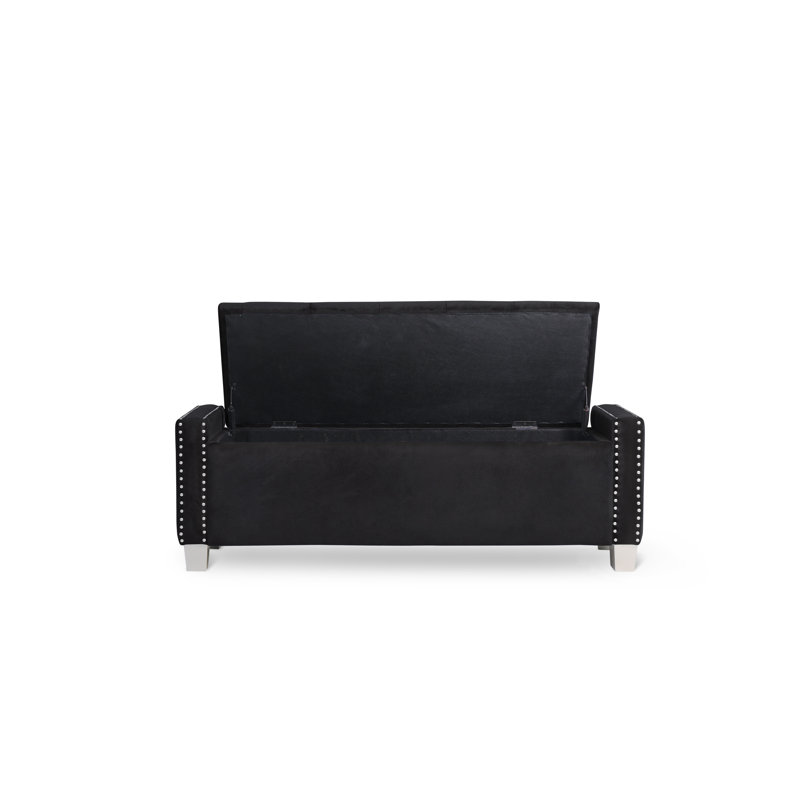 Thecle Upholstered Storage Bench, Black