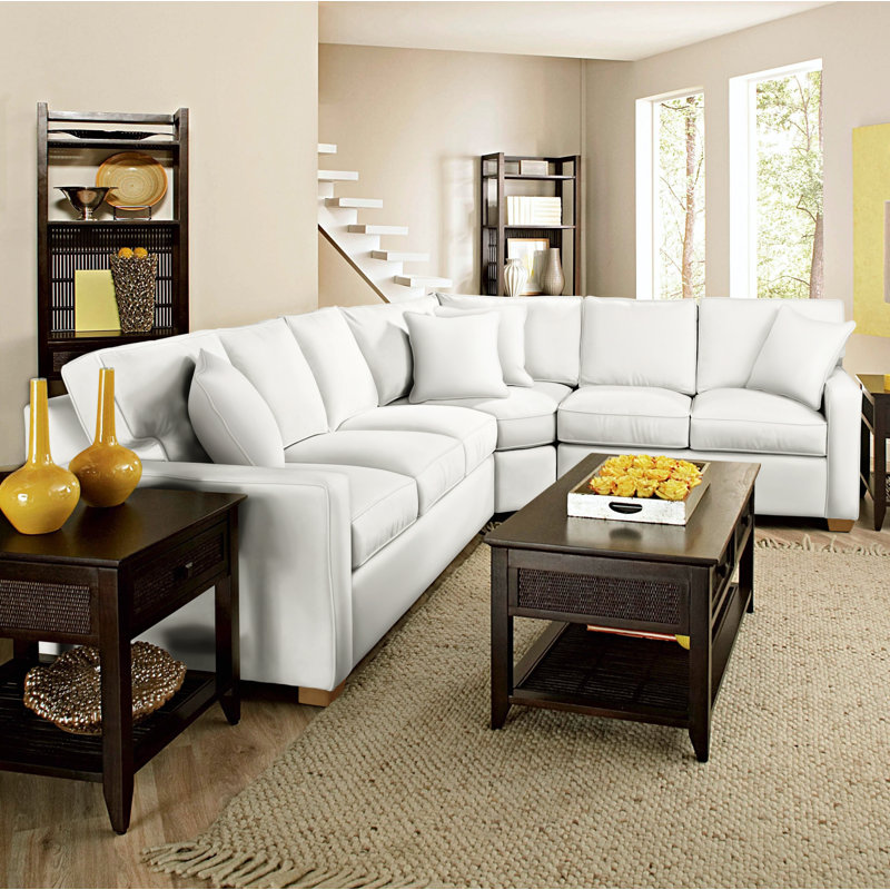 Ellora Upholstered L-Shaped Sectional Symmetrical, Havana, Elite Ivory