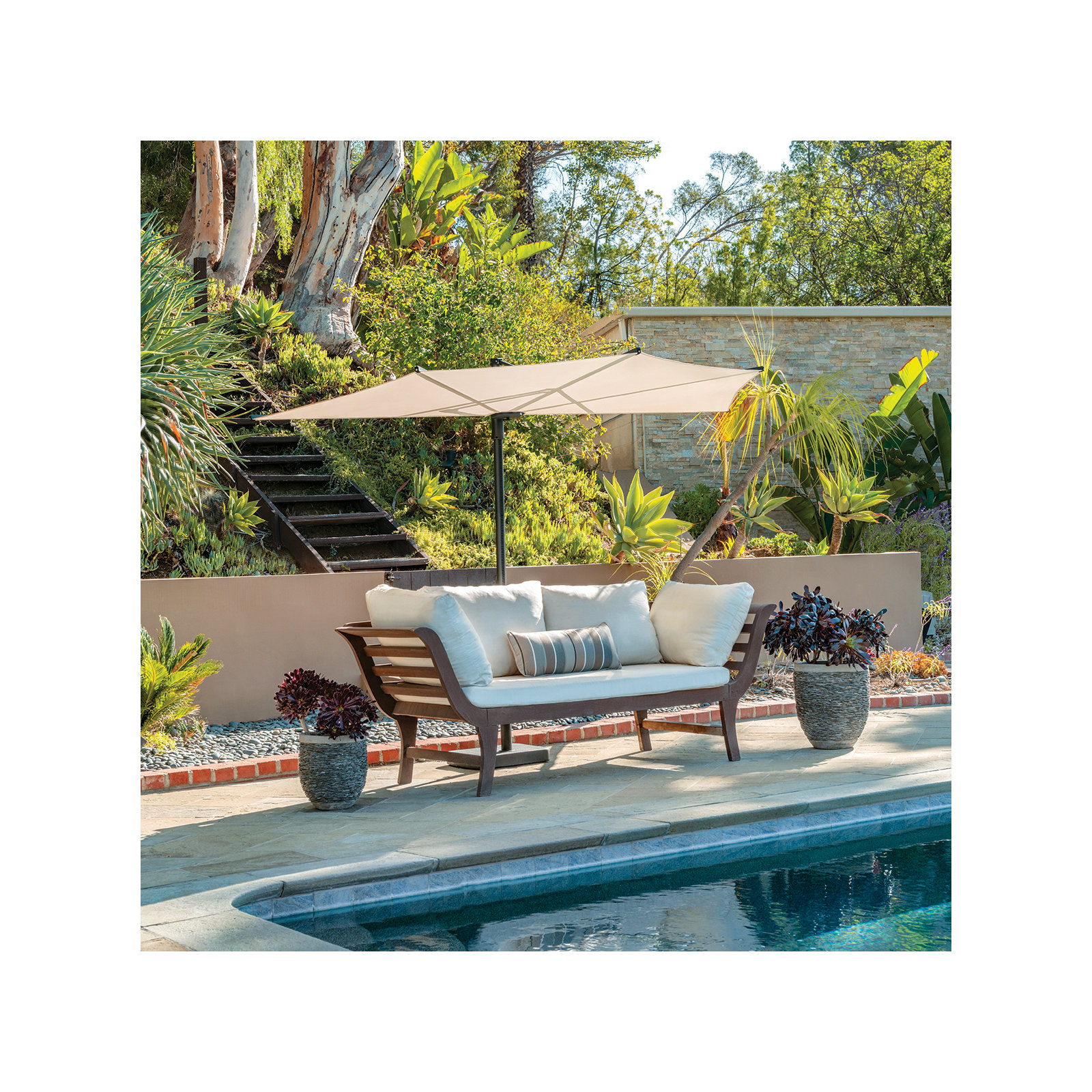 Ellen 5' x 8' Market Umbrella, Antique Beige Sunbrella® Canvas