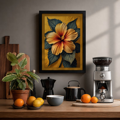 Golden Bloom Botanical - Framed Print