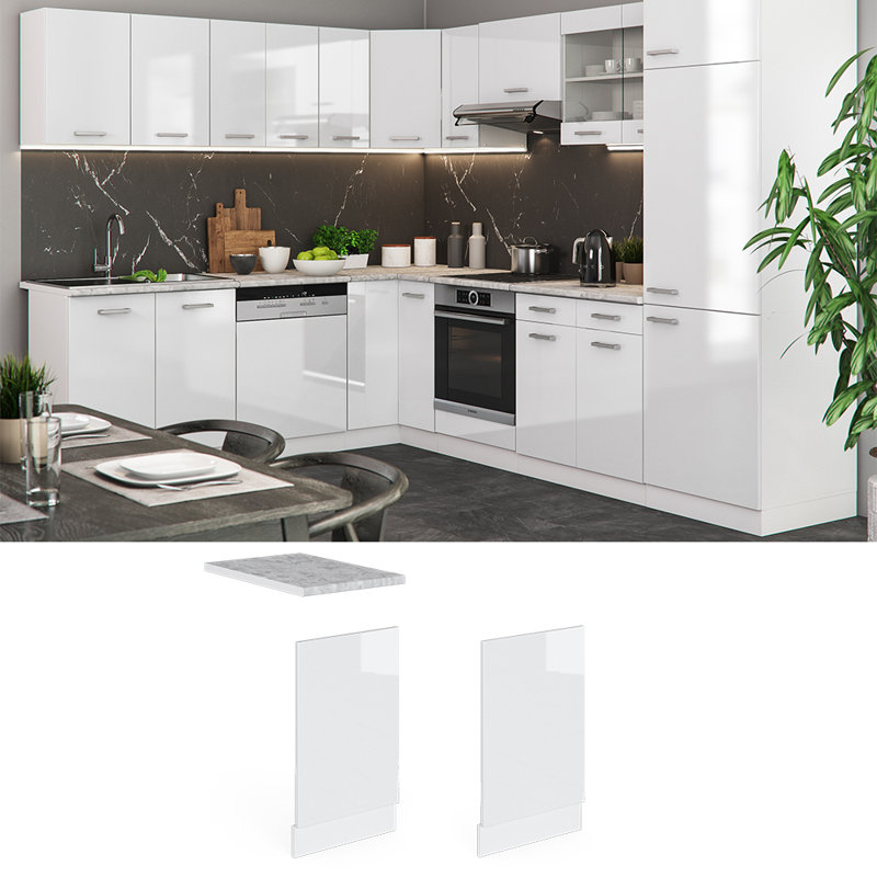 Kijon 66.8cm Kitchen Pantry, White/Grey