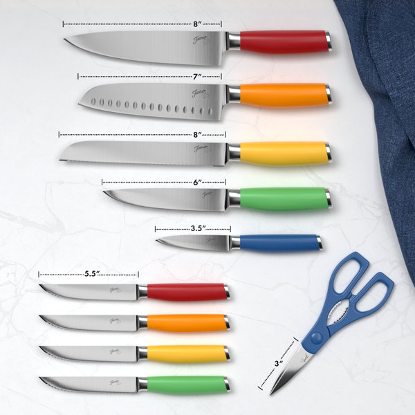 Fiesta 8pc Kitchen Knife Set Chef Bread Paring Utility Knives Rainbow  Fiestaware