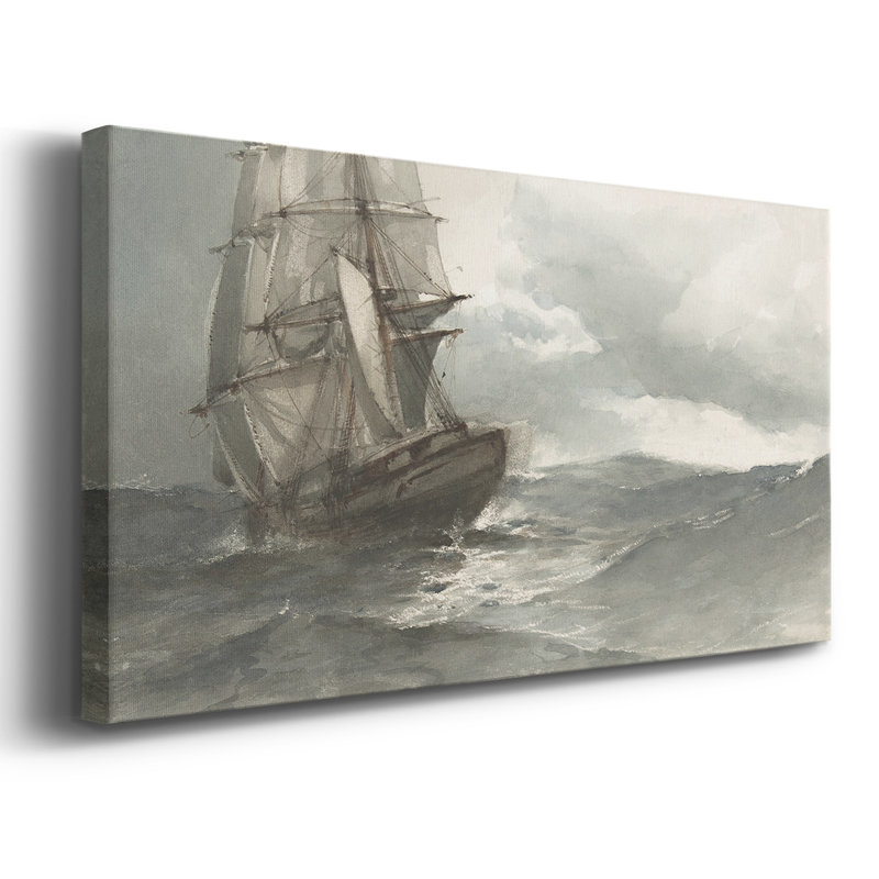 Nautical Series-CCDXL- Toile tendue avec châssis tendue - Prêt à accrocher, H 21 po x l 41 po, Doré