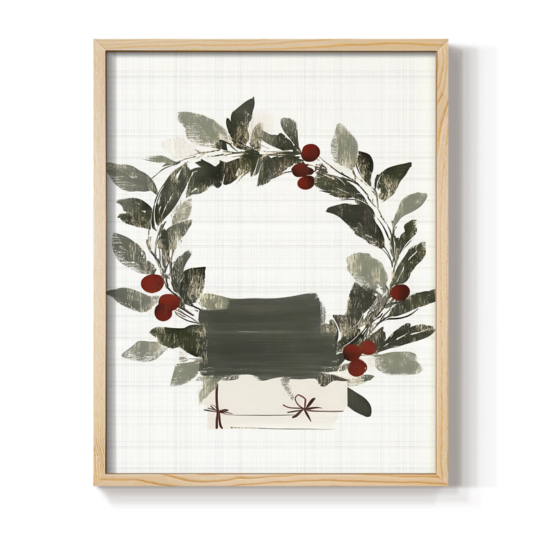 «Christmas Holiday Art» CECLX, reproduction d'art encadrée - bois massif, Naturel, H 30 po x l 24 po