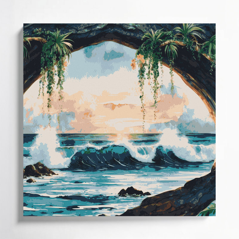 Hawaiian Natural Arches Grey Canvas Wall Art, 12" H x 12" W