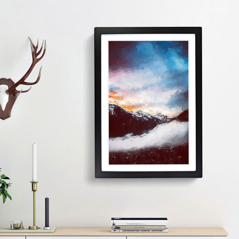 The Cloudy Mountains in Abstract - Picture Frame Graphic Art Print, 65cm H x 48cm W x 2cm D, Black Framed