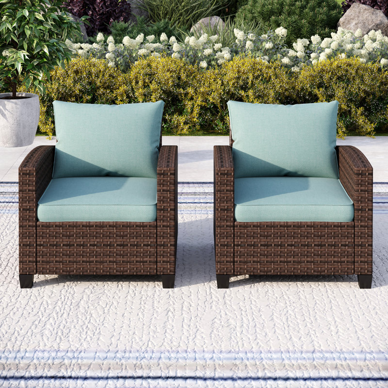 Premium All-Weather Wicker Outdoor Lounge Chair, Blue