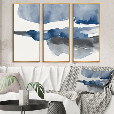 À travers les nuages bleus saphir à travers le saphir - 3 pièces, reproduction sur toile