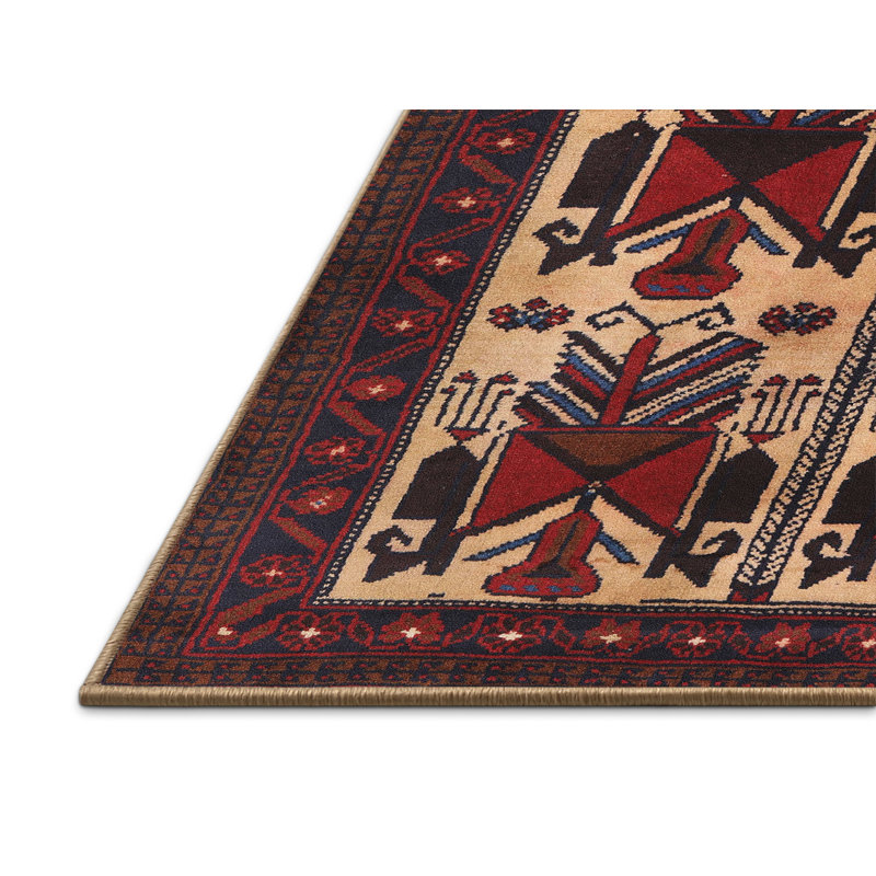 Tapis rouge / lin Southwestern, Rectangle 4 pi x 6 pi