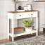 Table basse rustique avec rangement Farmhouse - blanc antique & amp; Brun pour le salon, entrée facile à assembler