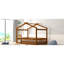 Structure de lit pleine grandeur avec clôture, finition noyer, pin, style maison de jeu pour une maison de sommeil amusante et confortable, construction en pin, espace de jeu, aménagement semi-fermé-130714553-130714551