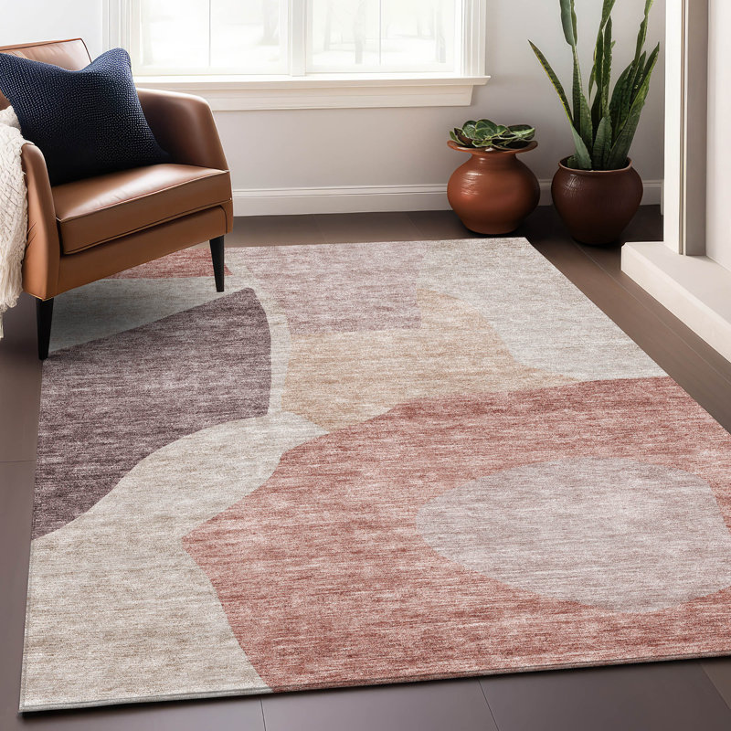 Premium Machine Washable Prisco Blush Rug, Rectangle 10' x 14'
