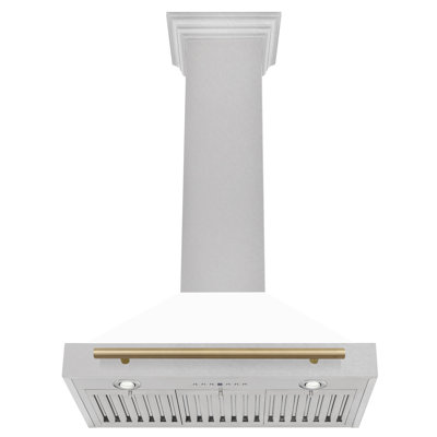 ZLINE Autograph Edition 30 in. Convertible Satin Stainless Steel Wall Mount Range Hood with White Matte Shell
