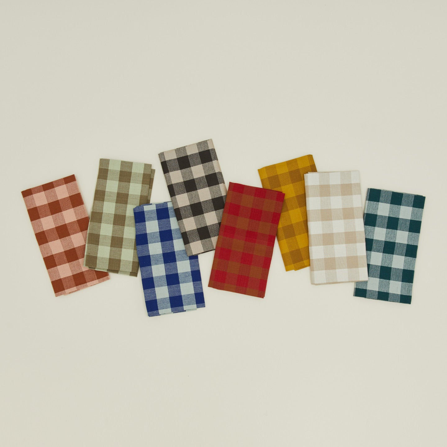 Essential 100% Cotton Gingham Napkin, Ivory/Flax