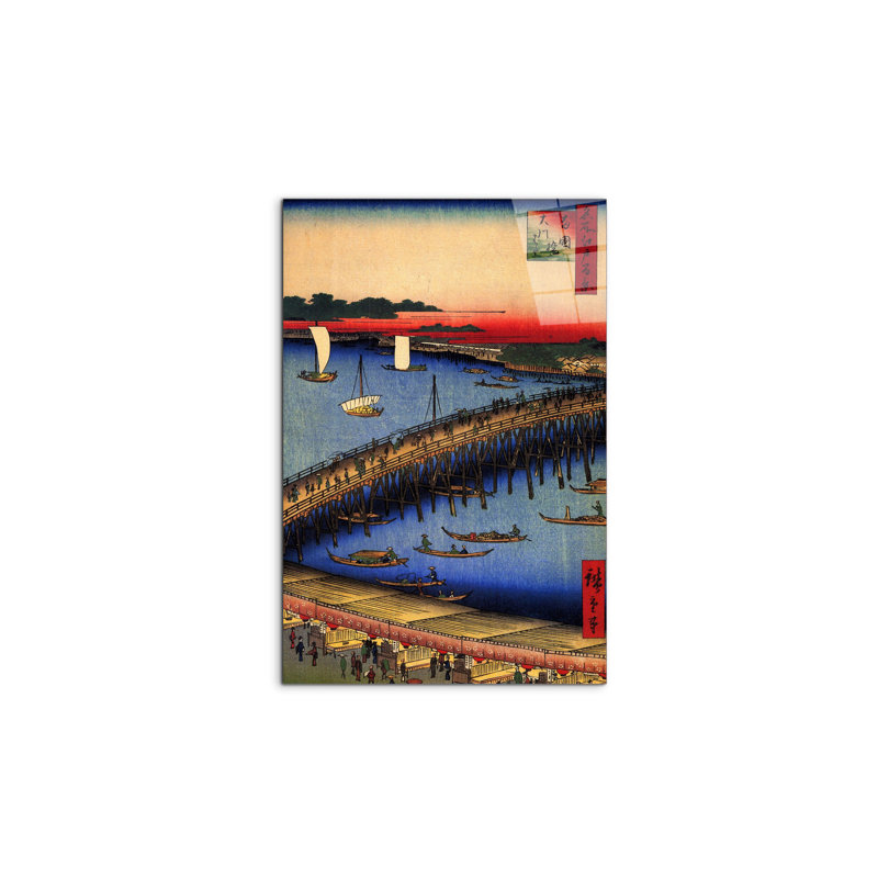 "Ryogoku Bridge and the Great Riverbank" by Hiroshige Utagawa 53×79.5 cm CrystalArt Acrylic Glass Effect, Lightweight Ready to Hang