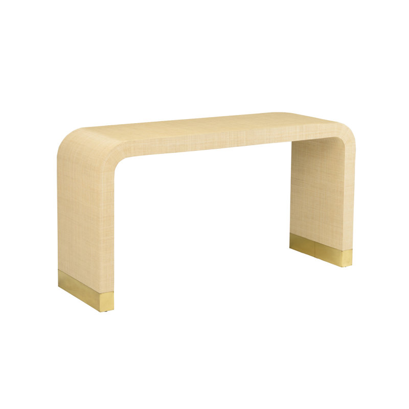 Elegant Waterfall 60" Cream Console Table with Brass Accents