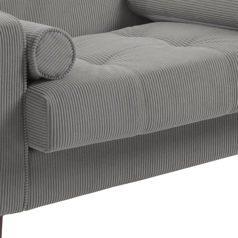 Carmelinda 88.4Cm Wide Tufted Armchair, Light Grey Corduroy