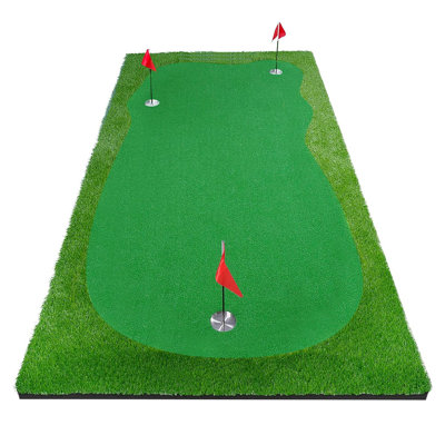 YUNIC 10 pi x 5 pi Golf Putter Green - 10 mm tapis de pratique en caoutchouc pour l'entraînement de golf professionnel intérieur et extérieur