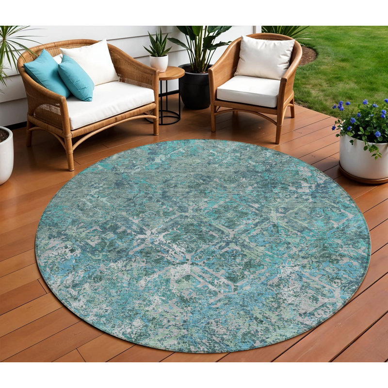 Tapis d'intérieur rond 8 po Sage Teal