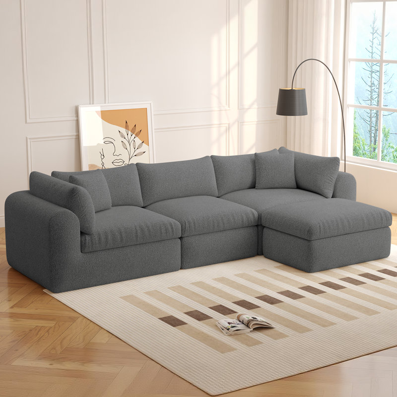 Canapé modulaire Boneless, Velours gris velours