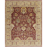 Passions Hand Knotted Wool Area Rug in Red/Gold/Beige