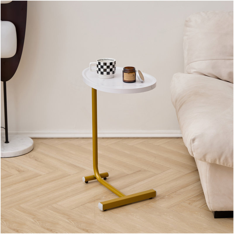 Table d'appoint blanche en forme de C, petit canapé pour la toux, chambre à coucher