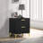 Black And Gold 2-Drawer Rectangular Nightstand-1532708097