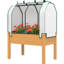 Jardinière d'extérieur avec housse en PE, tissu respirant, structure stable, amplement d'espace pour les plantes tropicales, 35,4 po x 21,7 po 46,9 po, boîte en bois massif de 88 lb et structure en acier, matériau non tissé à la fuite,-129942940