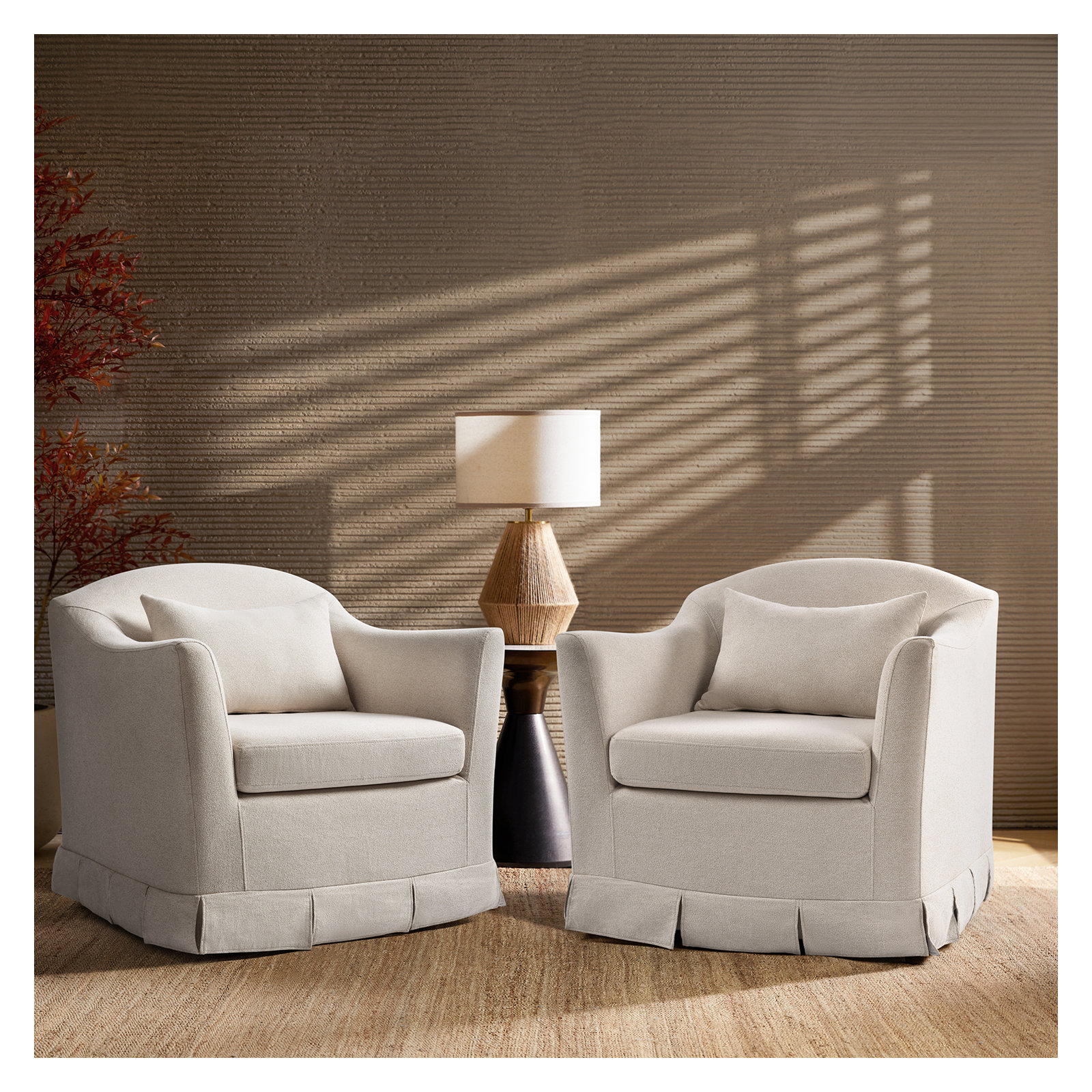 Patricia Modern Farmhouse Slipcovered Swivel Armchair Set of 2, Linen Polyester