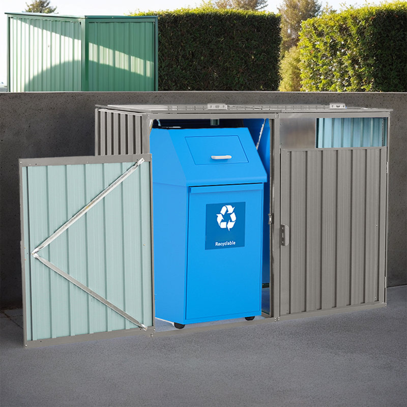 Rangement extérieur pour poubelle, remise pour 2 poubelles et outils, remise pour poubelle imperméable