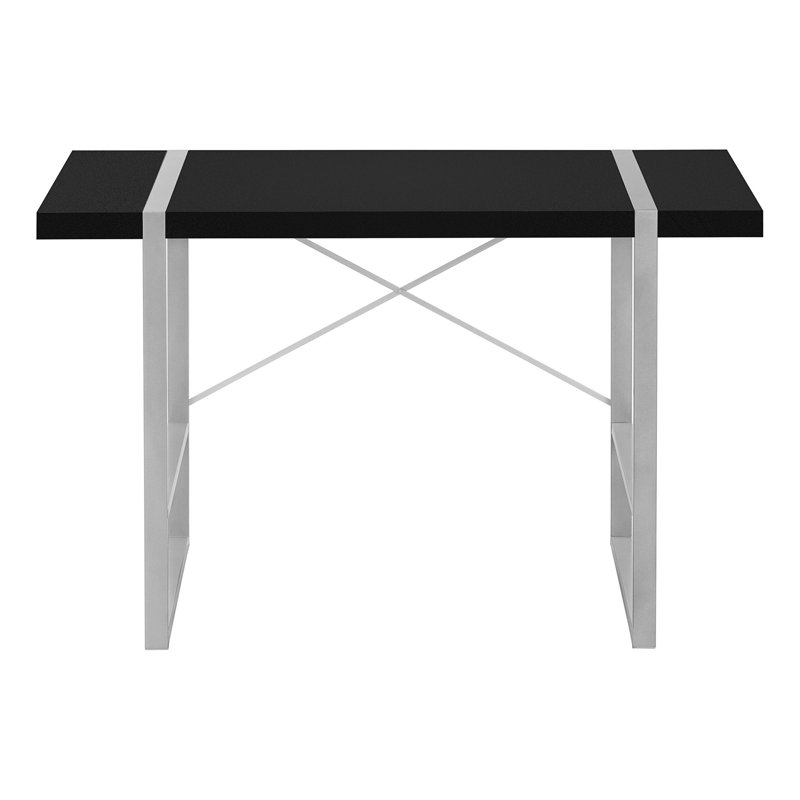 Bureau d'écriture rectangulaire, bureau d'ordinateur, bureau avec base en métal, Noir/gris