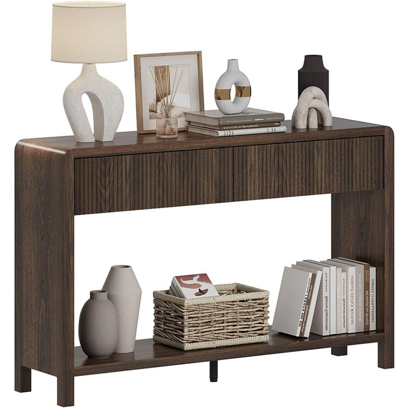 Console avec 2 tiroirs et canapé en bois