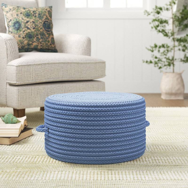 Pouf rond de 20 po de large Senne, Bleu