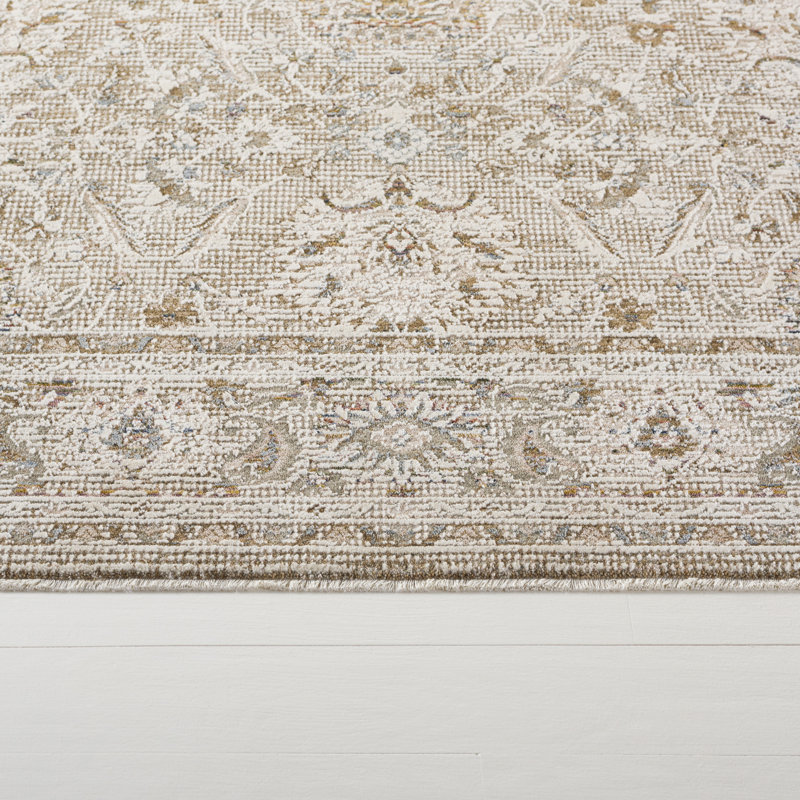 Power Loom Polyester Oriental Area Rug in Taupe/Ivory, Rectangle 5' x 8', Taupe/Ivory
