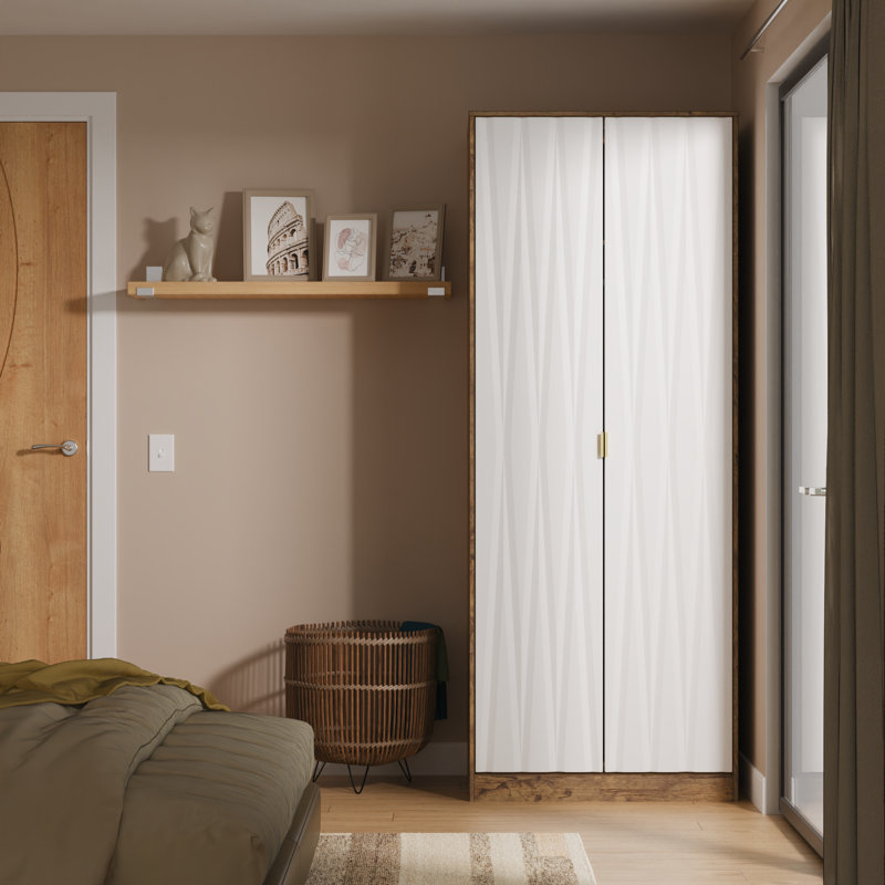 Las Vegas 2 Door Robe in White Matt (Ready Assembled), White/Vintage Oak