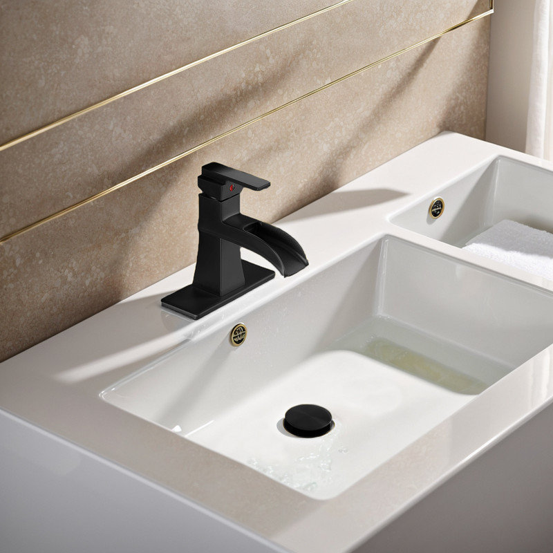 Single-handle Bathroom Faucet with Drain Assembly, Matte Black