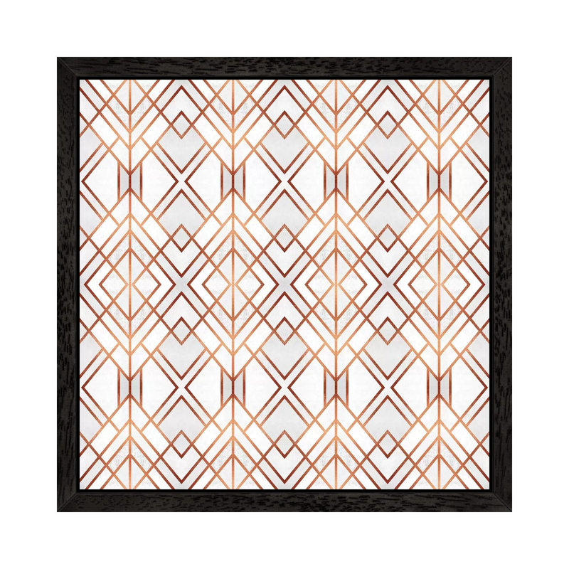 Copper Geo - Single Picture Frame Print on Canvas, 45.72 cm H x 45.72 cm W, Black Framed