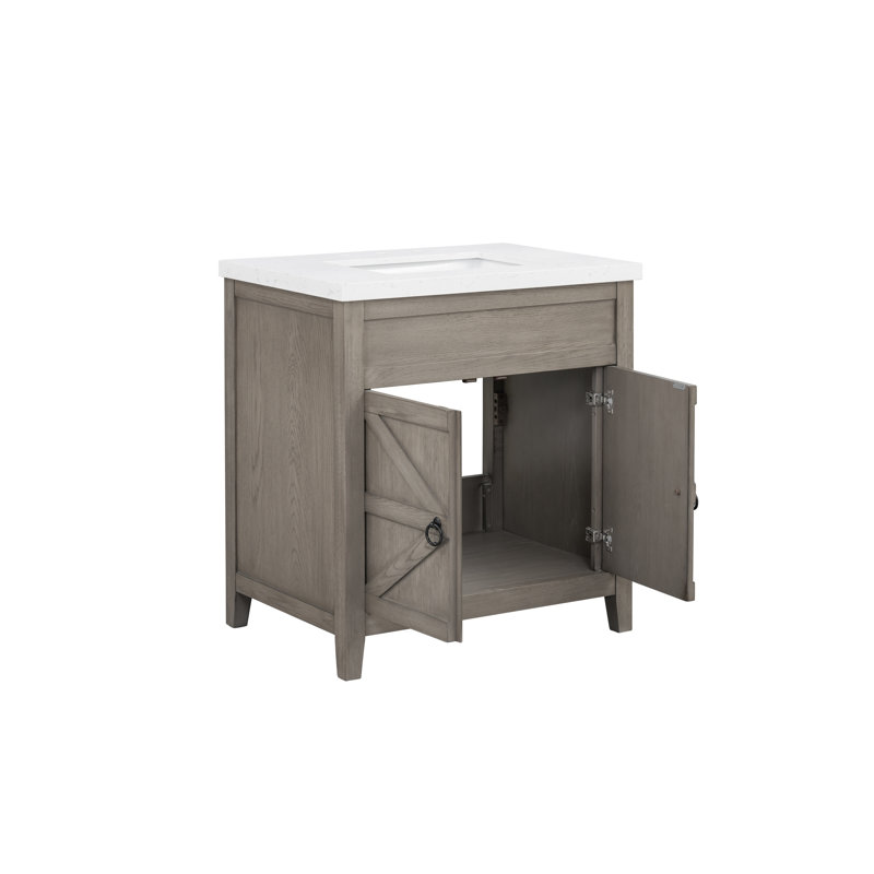 Meuble-lavabo de salle de bain avec plateau en pierre reconstituée