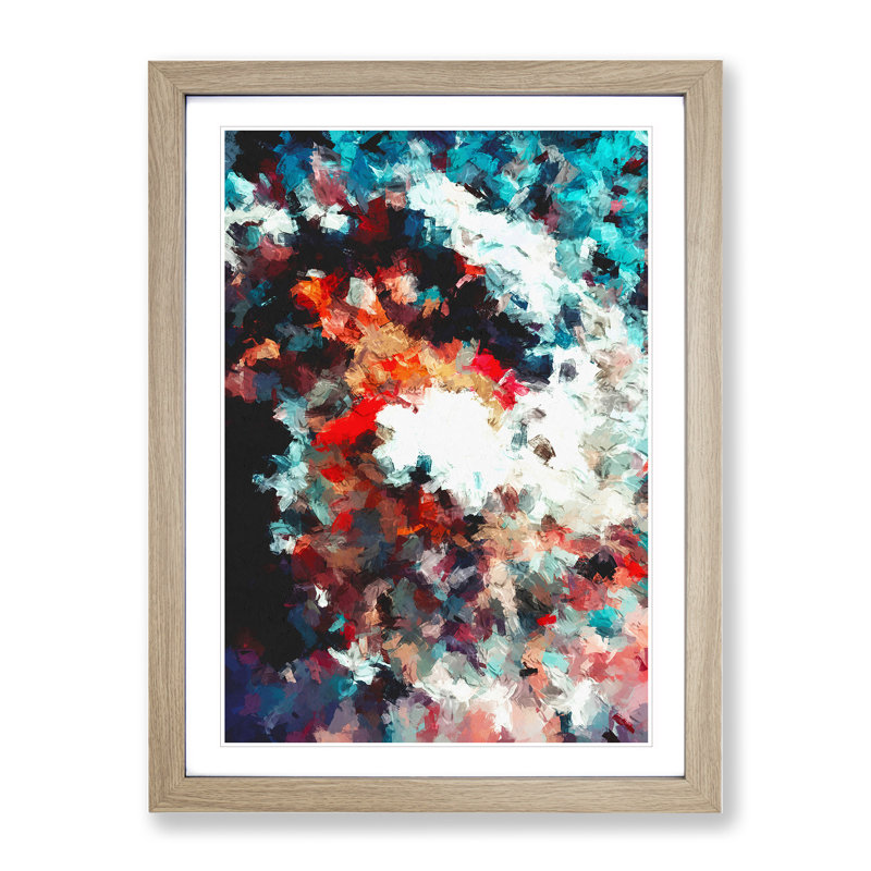 Passion of Flowers Abstract - Wall Art, 36cm H x 27cm W, Oak Framed