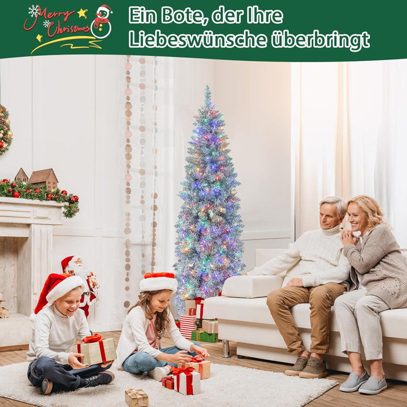 Lighted Artificial Pine Christmas Tree, 180cm H