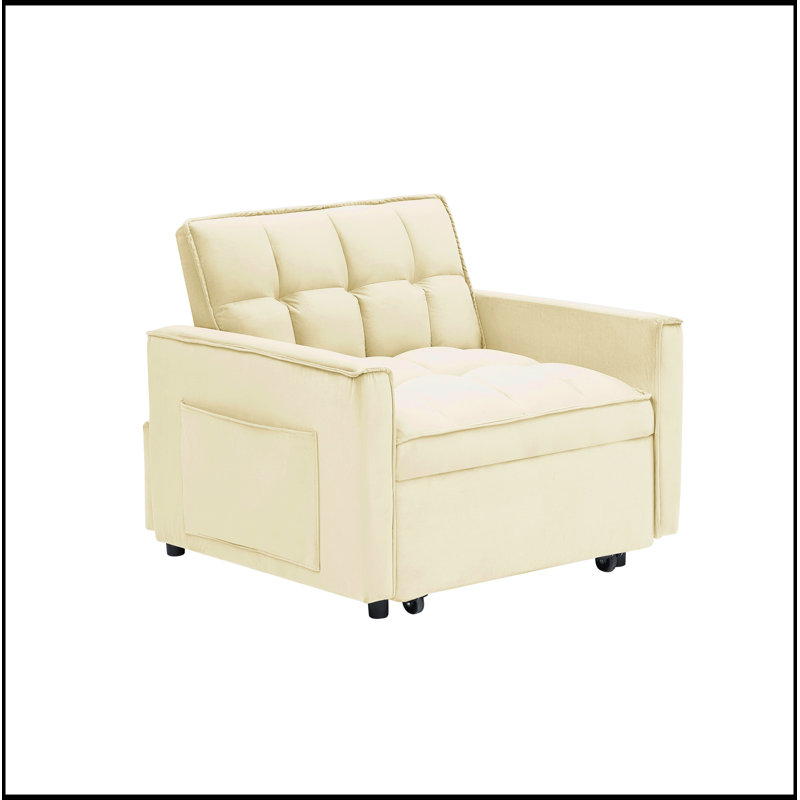 Canapé-lit pliable polyvalent avec fonctions multiples et port USB, Blanc/rouge