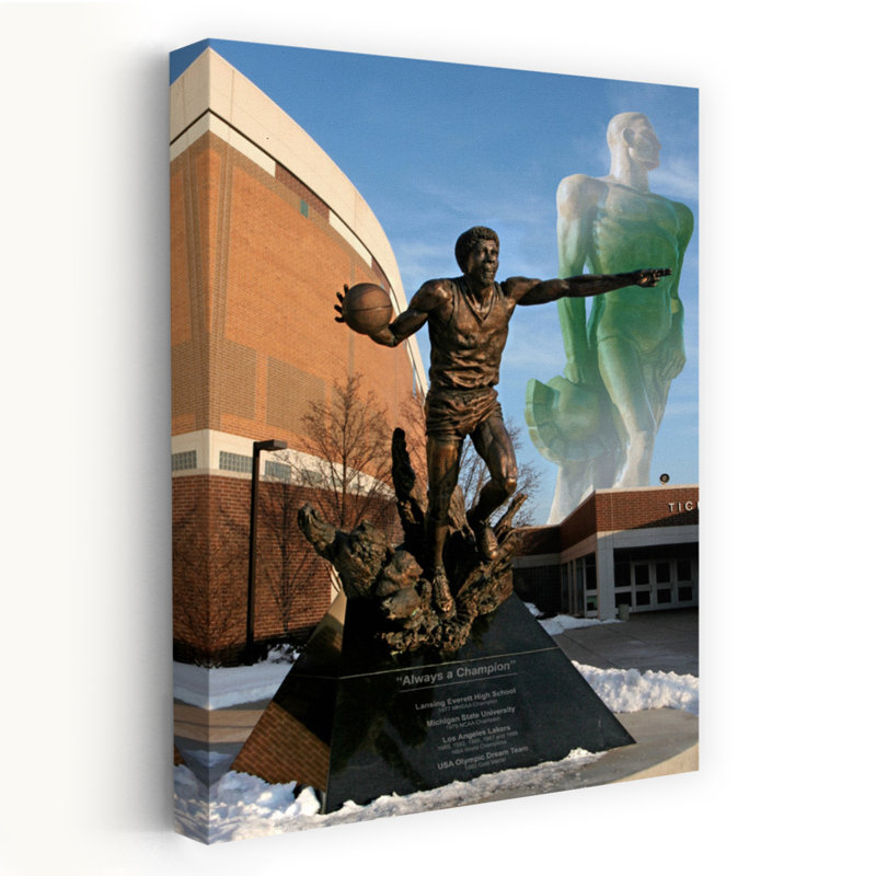 Statue of Earvin 'Magic' Johnson Jr. Sparty Magic Michigan State Spartans Michigan USA 1 Piece Wrapped Canvas Wall Art