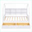 Lit plateforme simple en pin avec tiroirs de rangement et amp; Tablette - maisonnette blanche